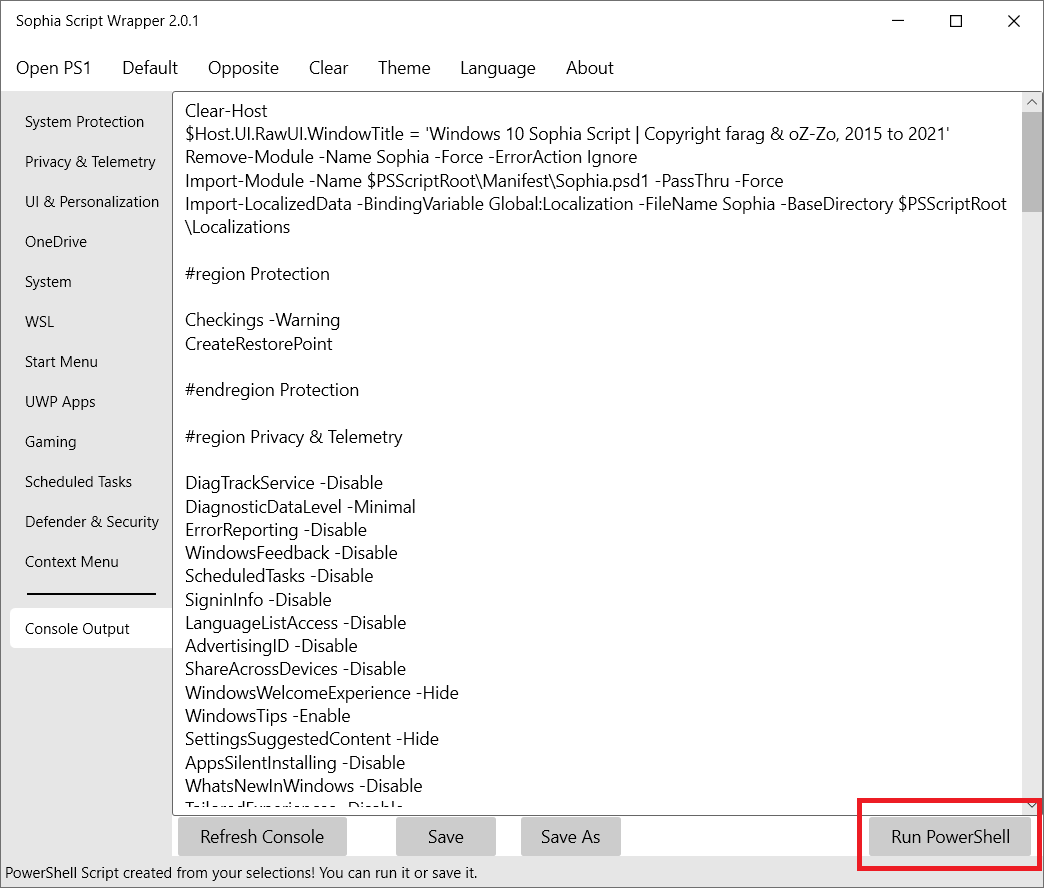 Windows 10 Debloat GUI/Debloater is now ‘Sophia Script Wrapper